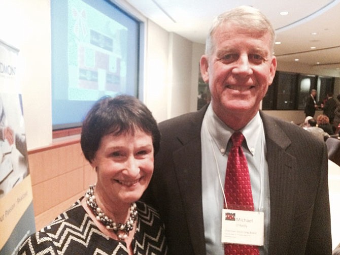 Board of Supervisors Chairman Sharon Bulova with Michael L. O’Reilly, chairman of the Governing Board, Fairfax County Office to End and Prevent Homelessness.
