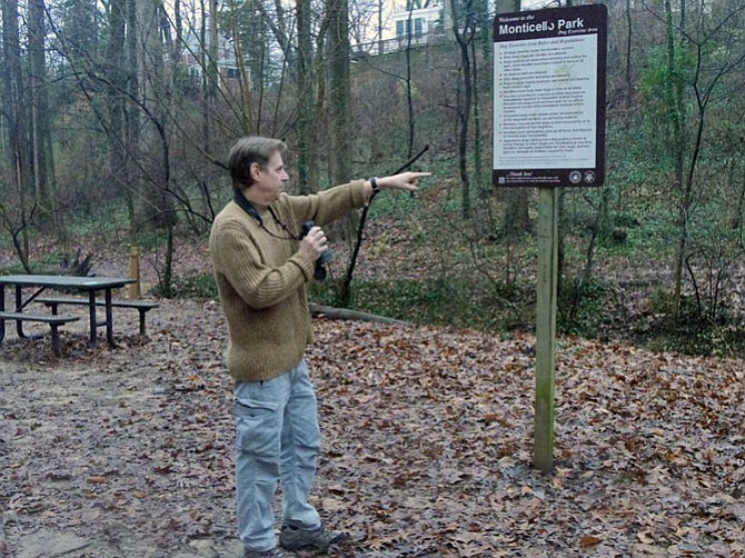 “Over there,” Tom Albright points to the Winter Wren in the undergrowth at Monticello Park. He is participating in the 116th annual Audubon Christmas Bird Count that runs from Dec. 14-Jan. 5 each year. 
