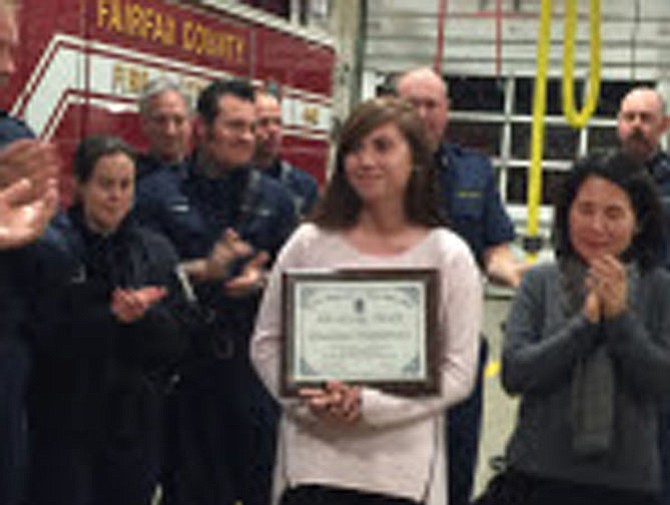 Charlotte Heffelmire receives a Citizen Lifesaving Award.
