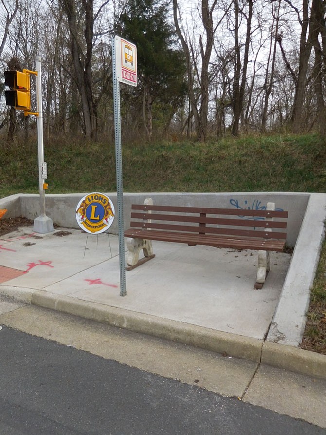 The Mason Neck Lions Club placed a new bus stop bench along Richmond Highway in Lorton.