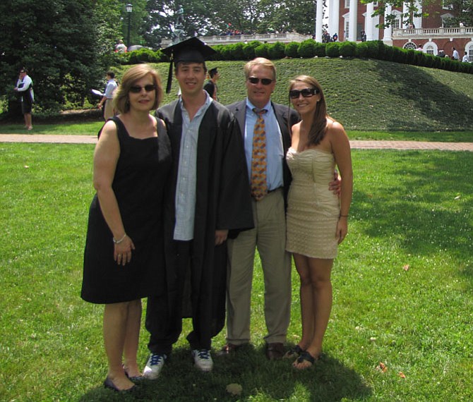 The Flattery family (from left) of wife Priscilla, Kevin, Don and daughter Kara attends Kevin’s graduation from the University of Virginia on May 23, 2010.
