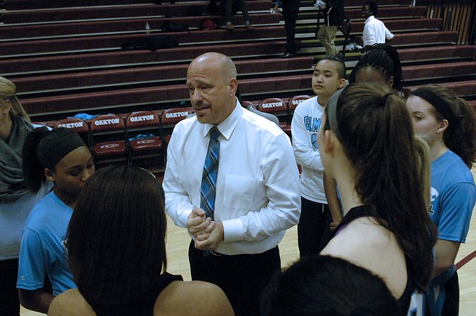 Centreville head girls’ basketball coach Tom Watson was not pleased with the officiating in Monday’s game against Oakton.