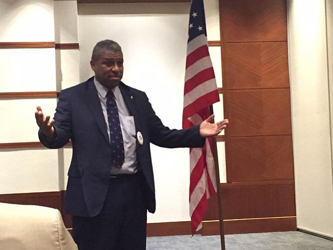 Mike Webb at the Jan. 27 Arlington County Republican Committee meeting.
