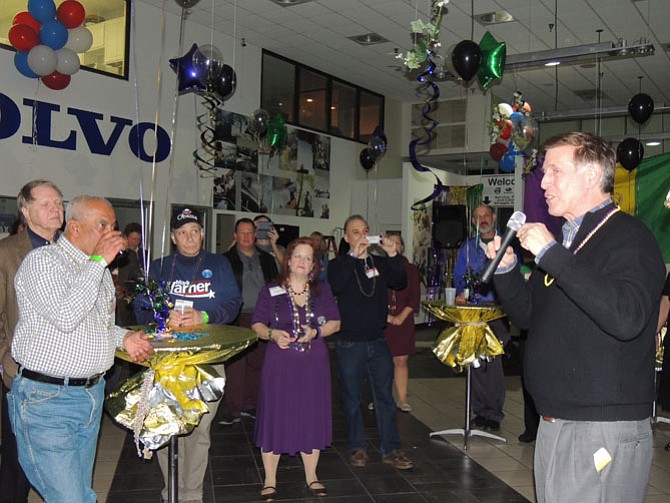 U.S. Rep. Don Beyer (D-8) kicks off the Feb. 6 Democratic Straw Poll held at the Richmond Highway Don Beyer Volvo car dealership.