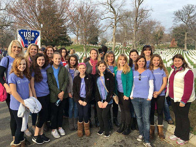Members of the Virginia Bluebell Chapter of the National Charity League, Inc. support various philanthropies. This past holiday season, the girls and their mothers participated in Wreaths Across America, helping to put a wreath on each headstone at Arlington Cemetery.
