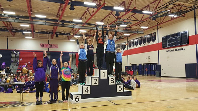 Hayfield senior gymnast Molly Overstreet won the 6A North region bars championship on Feb. 13 at Patriot High School.