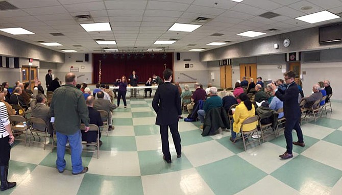 Sen. Ebbin, Sen. Surovell, and Del. Krizek held their second town hall of the day at Walt Whitman Middle School.
