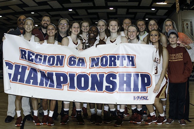 The Oakton girls’ basketball team on Feb. 27 won its second straight 6A North region championship.
