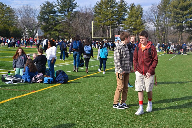 Hundreds of students were brought to the football field, initially, before school personnel made the decision to close the school for the day. 

