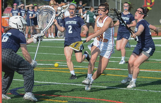 Bishop Ireton junior Kayla Duperrouzel totaled five goals, two assists and six draw controls during the Cardinals’ season-opening 16-8 victory over Georgetown Visitation on Tuesday in Alexandria.