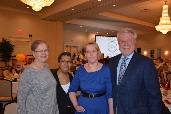 From left, Springfield’s Auto-Grip co-owner Christine Heiby, employees Marsha Perry and Sonja Dunn, and co-owner D. David Heiby were recognized at the 11th Annual Brain Injury Services Volunteer Banquet.
