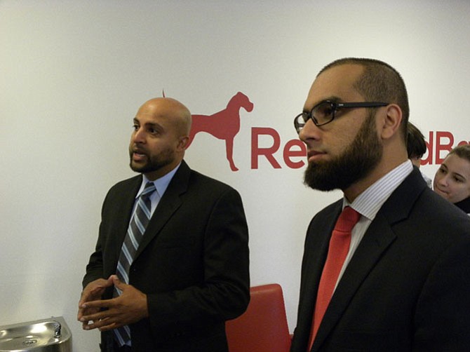 From left, Ahsan Saeed and Bilal Malik discuss the lessons they learned and obstacles they overcame in opening the second location of Reserved Barking in Springfield.