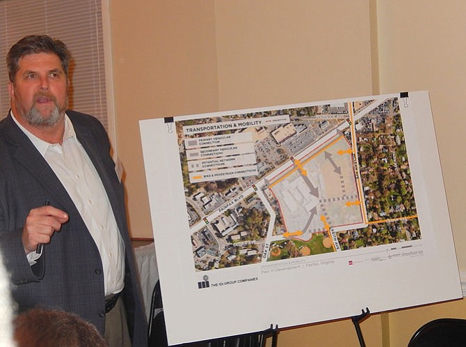 Transportation consultant Chris Turnbull discusses road plans for the area.
