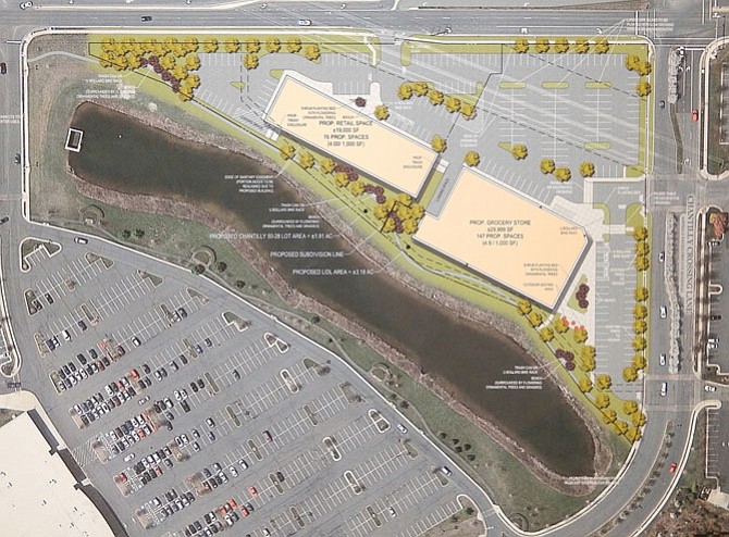 The site layout showing the proposed location of the two, new buildings.
