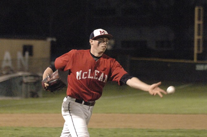 McLean pitcher Jon Clines threw a complete game and earned the win against Langley on April 1.