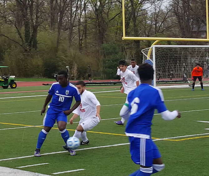 West Potomac senior Bright Somuah (10) scored two goals against T.C. Williams on Monday.