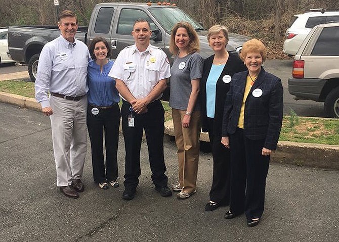 U.S. Rep. Don Beyer and Stephanie Beyer, Mayor Allison Silberberg, Councilwoman Del Pepper, and Fire Chief Robert Dube
