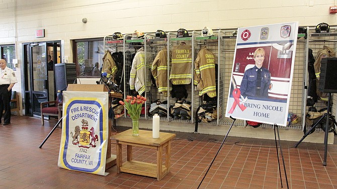 Photos of Mittendorff were positioned in front of the locker where firefighter/paramedic gear is kept.