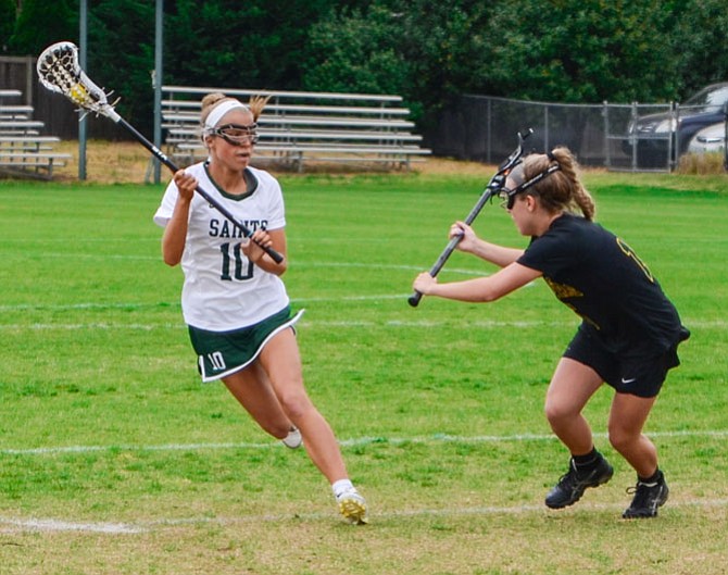 Caroline Wiseman and the St. Stephen’s & St. Agnes girls’ lacrosse team defeated Collegiate 14-4 on April 22.