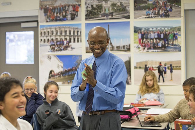 Dr. Murutamanga Louis Kabahita teaching French at Potomac’s Intermediate School.
