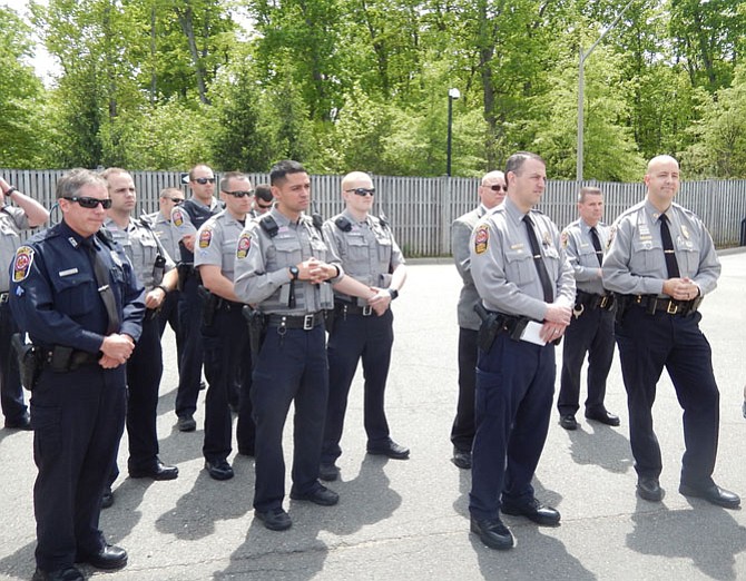 Some of the police officers at the remembrance ceremony.