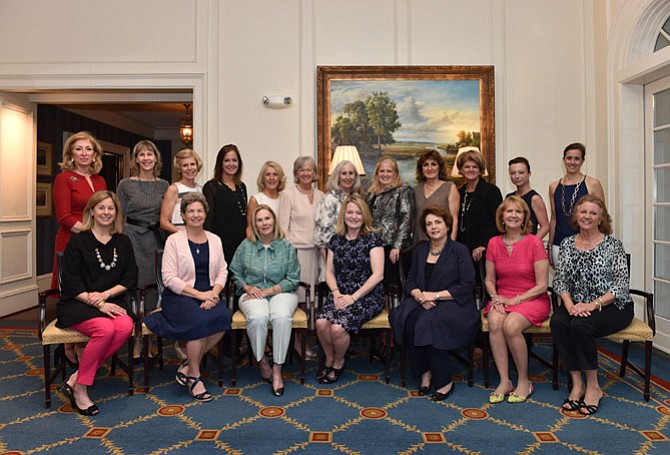 Past and current presidents of the Belle Haven Women’s Club (front row, from left): Mary Elizabeth Duke, Reae Sargent, Judy Williams, Burson Snyder (current), Lura Nell Mitchell, Jane Andreae, Barbara Hayes. And (back row, from left): Isin Ludlow, Kathy McCarthy, Molly Singerling, Gayla Reed, Betty Heilig, Bryn Burke, Dedre Fiske, Betsy Micklem, Susan Neithamer, Kathy Nealon, Christine Washington, and Kara Cosby.
