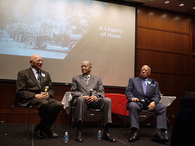 From left: Captain Hartman Reed, Julian Syphax, and Carl Cooper speak about their years on Hall's Hill.
