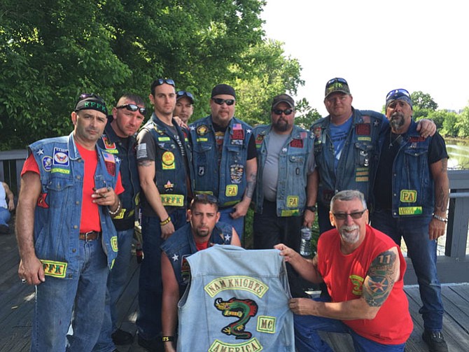 The Lehigh Valley Chapter of the Nam Knights of America gather near the Pentagon.