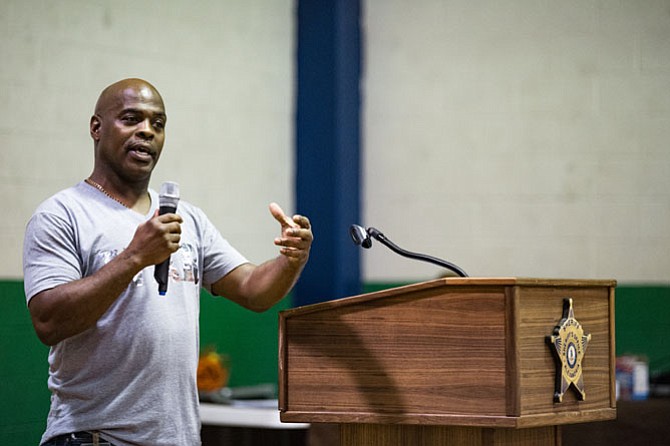 Tony Suggs speaks to inmates at the William G. Truesdale Adult Detention Center.
