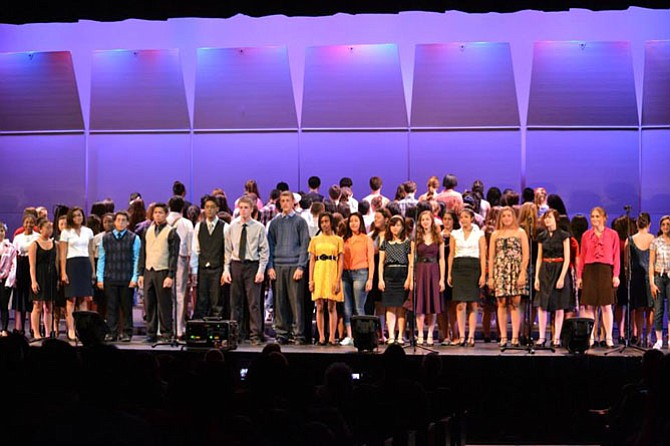 Centreville High choral students perform their opening number in a previous “Broadway Pops” concert.
