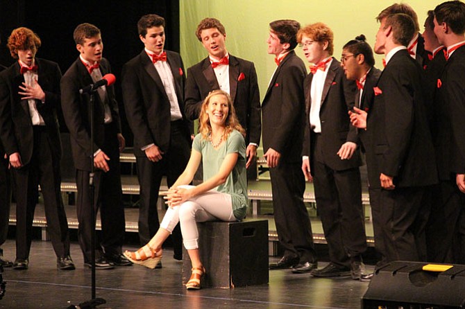 Meredith Hargroves, a freshman at the University of Virginia and alumna of Langley High School, was surprised by her boyfriend Matt Arrison who brought her onstage during the performance.