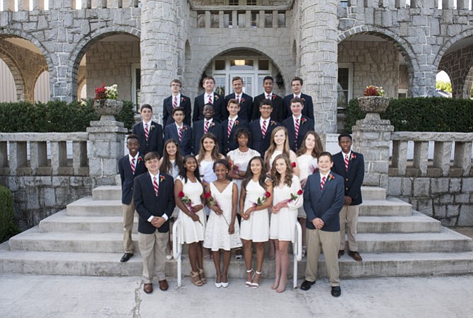 The Browne Academy Class of 2016 in front of the Greystone building on campus. 
