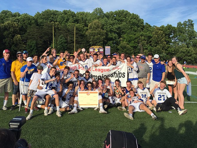 The Robinson boys’ lacrosse team won its third consecutive state championship with a 14-2 victory over James River on Saturday at Lake Braddock Secondary School.