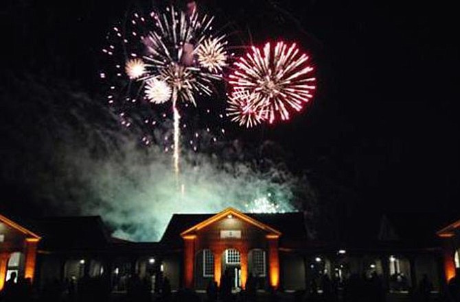 A patriotic display of fireworks at the Lorton Workhouse Arts Center.
