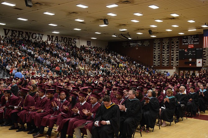Graduates, family and friends packed the Michael M. Skinner Field House at Mount Vernon High School for graduation on June 17, forcing overflow attendance into the school’s auditorium.
