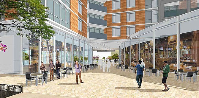 Halle plans to update the public plaza as well with a seasonal ice skating rink, water feature and new landscaping and seating.