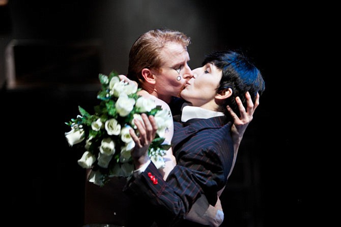 Philip Fletcher stars as Orsino and Irina Tsikurishvili as Viola in Synetic Theater’s production of “Twelfth Night.”
