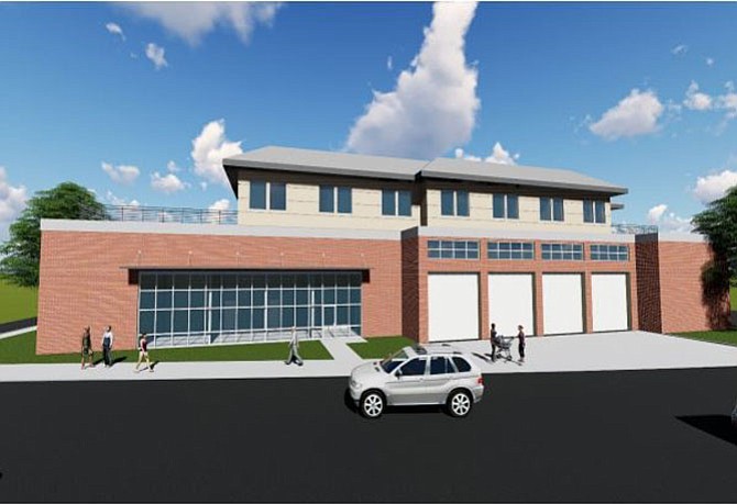 Proposed four-bay redesign for Fire Station 8 at its current location.
