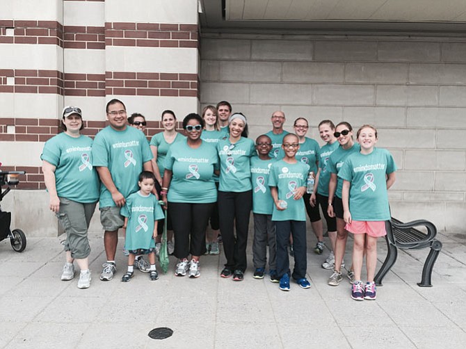 Participants of last year’s 5K walk to raise awareness and funds for suicide prevention model the inaugural #MindsMatter campaign T-shirt at a National Alliance on Mental Illness event in Tysons Corner Center, Sept. 19, 2015.  Purchase the 2016 #MindsMatter T-shirt online for $18 through www.prsinc.org. Visitors also can register for two 5K walks Sept. 24:  One held at 9:30 a.m. by the NAMI on the plaza at the Tysons Corner Center and the other held at 2 p.m. by the American Foundation for Suicide Prevention at the Fairfax County Government Center.