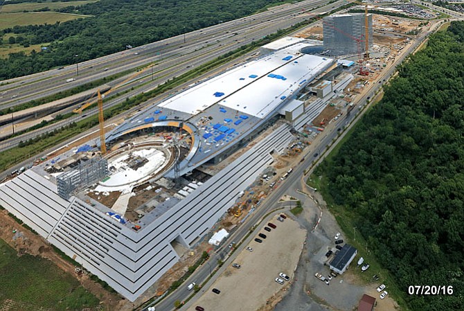 Aerial view of the MGM Casino and Hotel construction in progress 
