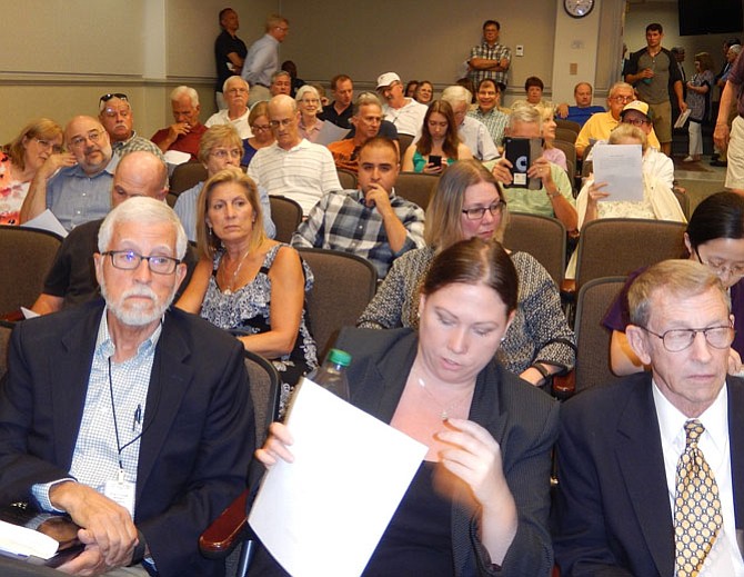 This photo shows just half the crowd waiting for Tuesday night’s special City Council meeting to begin.