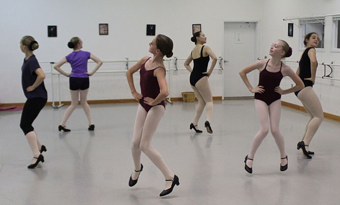 A variety of character dances are taught at the Virginia Ballet Company and school. Learning to dance in the character shoes takes practice.

