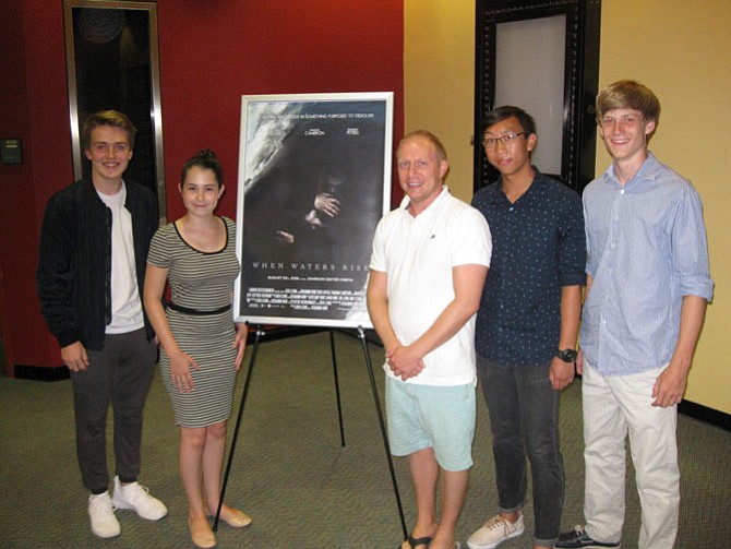 From Left: Benjamin Hunt, Hannah Cameron, Braeden Peters, Josh Leong, and Stephen Sheridan during the film premiere of ‘When Waters Rise.’
