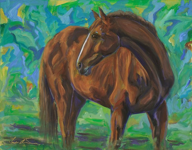 "Big Red Horse" Oil, by Leslie Anthony