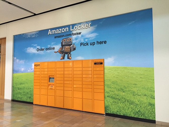 Online retailer Amazon's “Lockers” like these are now available at Springfield Town Center for shoppers who aren’t keen to wait around for home delivery.