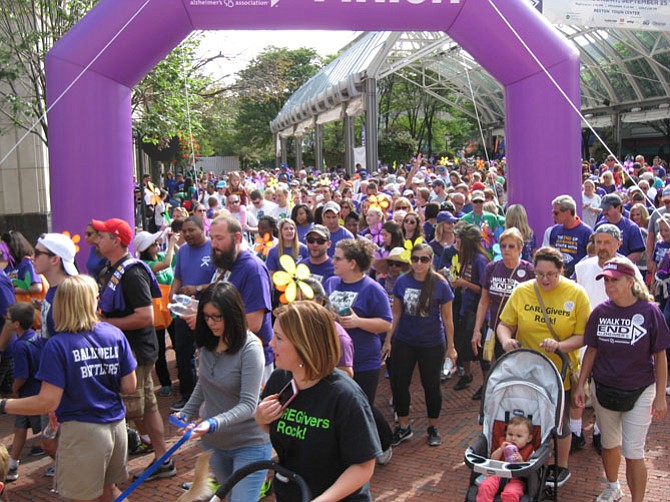 More than 1,000 walkers took part in the 2016 Walk to End Alzheimer's in Northern Virginia at Reston Town Center on Sunday, Sept. 25, 2016. 
