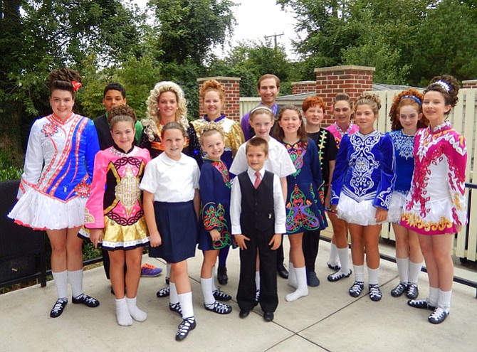 The Maple Academy of Irish Dancing posed before performing.

