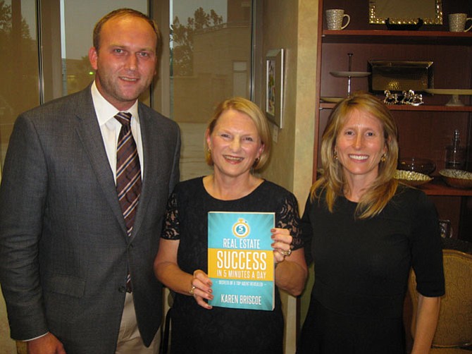 (From left): Paul Kohlenberger, president of the Greater McLean Chamber of Commerce, author Karen Briscoe of McLean, and Lizzy Conroy, her business partner of McLean. 
