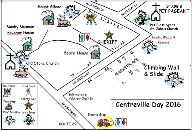 Map of this year’s Centreville Day attractions.
