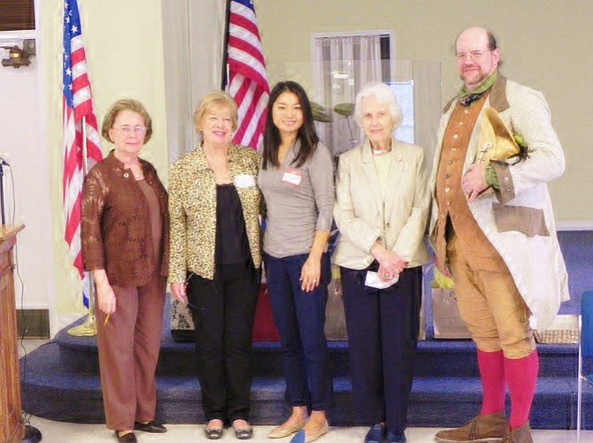 From left: Woman’s Club President Joan Morton, club member Carol Scott with Alternative House  Development Officer Jade Leedham and club member Grace Harkins with J. D. Engle, of Claude Moore Colonial Farm. A representative from Share Inc. was unable to attend.
